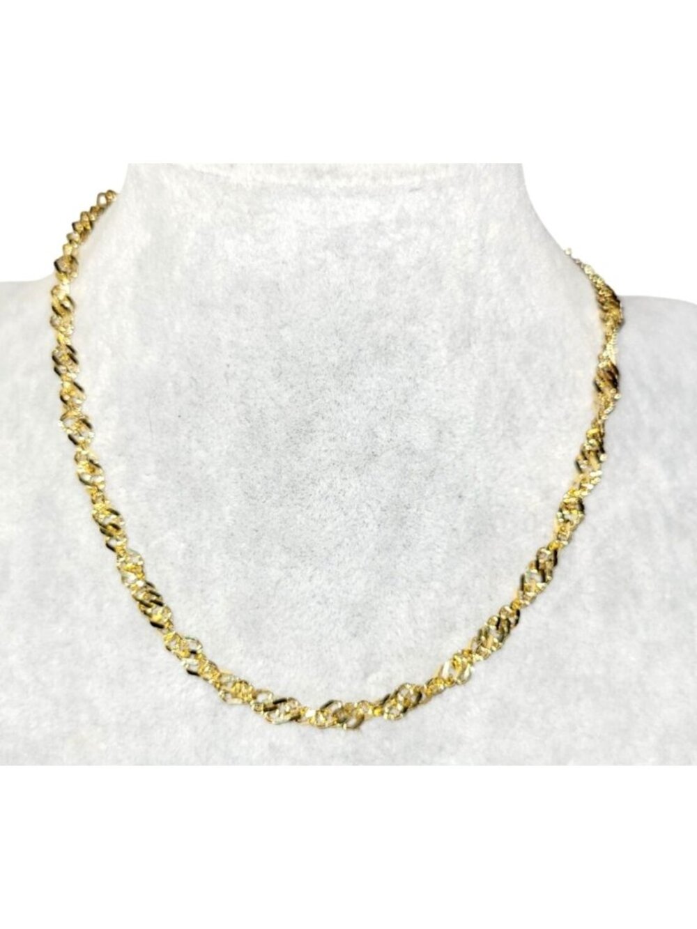 Vintage 14k Gold Over Sterling Silver Twist Link Chain Marked 925 14.5 Inches
